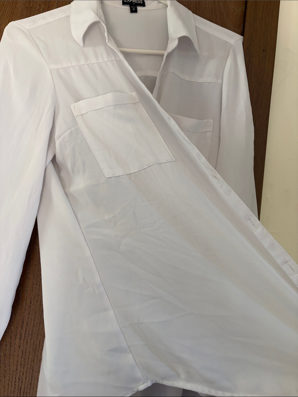 Express White Semi-Sheer Button-Front Blouse - Picture 8 of 10